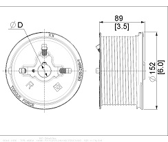 Canimex Torque Force TF D525-216 M134-5500 Seiltrommel Normalbeschlag 1in Torgewicht 680kg Torhöhe 5881mm rechts