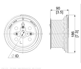Canimex Torque Force TF D525-54 M134-1375 Seiltrommel Hebungsbeschlag 1,25in Torgewicht 454kg Torhöhe HL 1384mm rechts