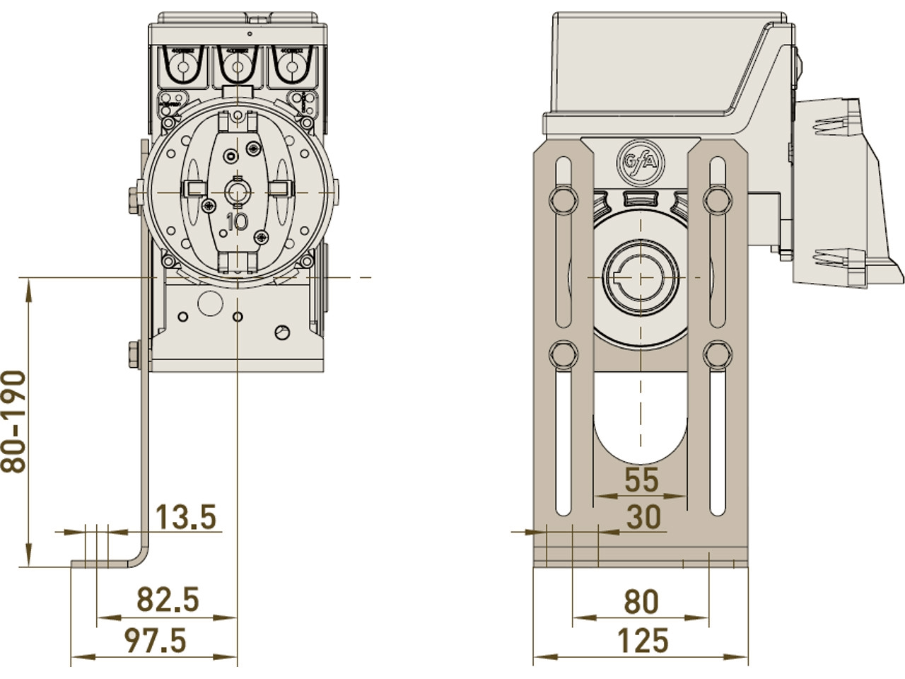 GfA Elektromaten Flanschkonsole H80-190
